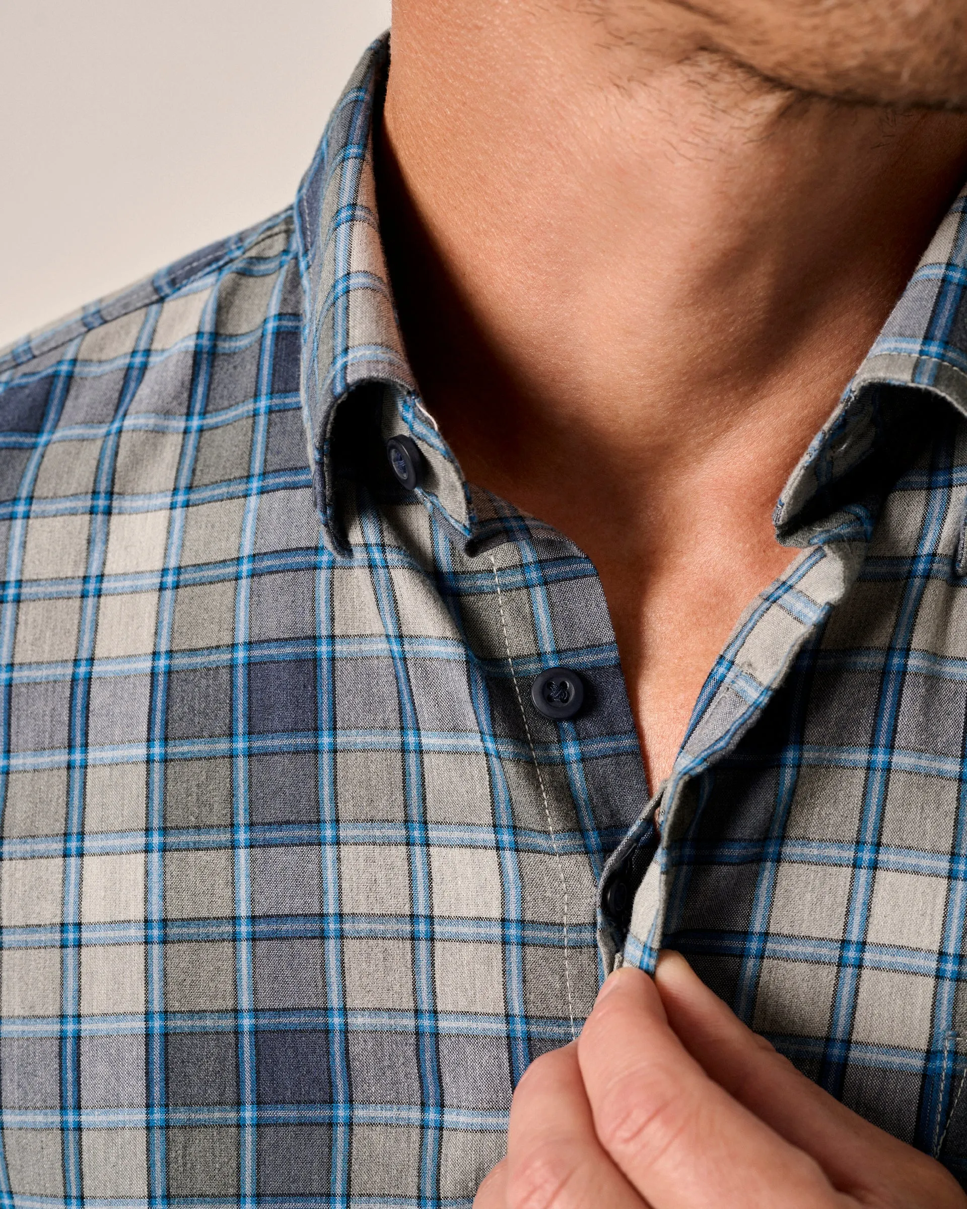 Tucked Cotton Blend Button Up Shirt - Benjamin sold by Johnnie-O product image thumbnail 2