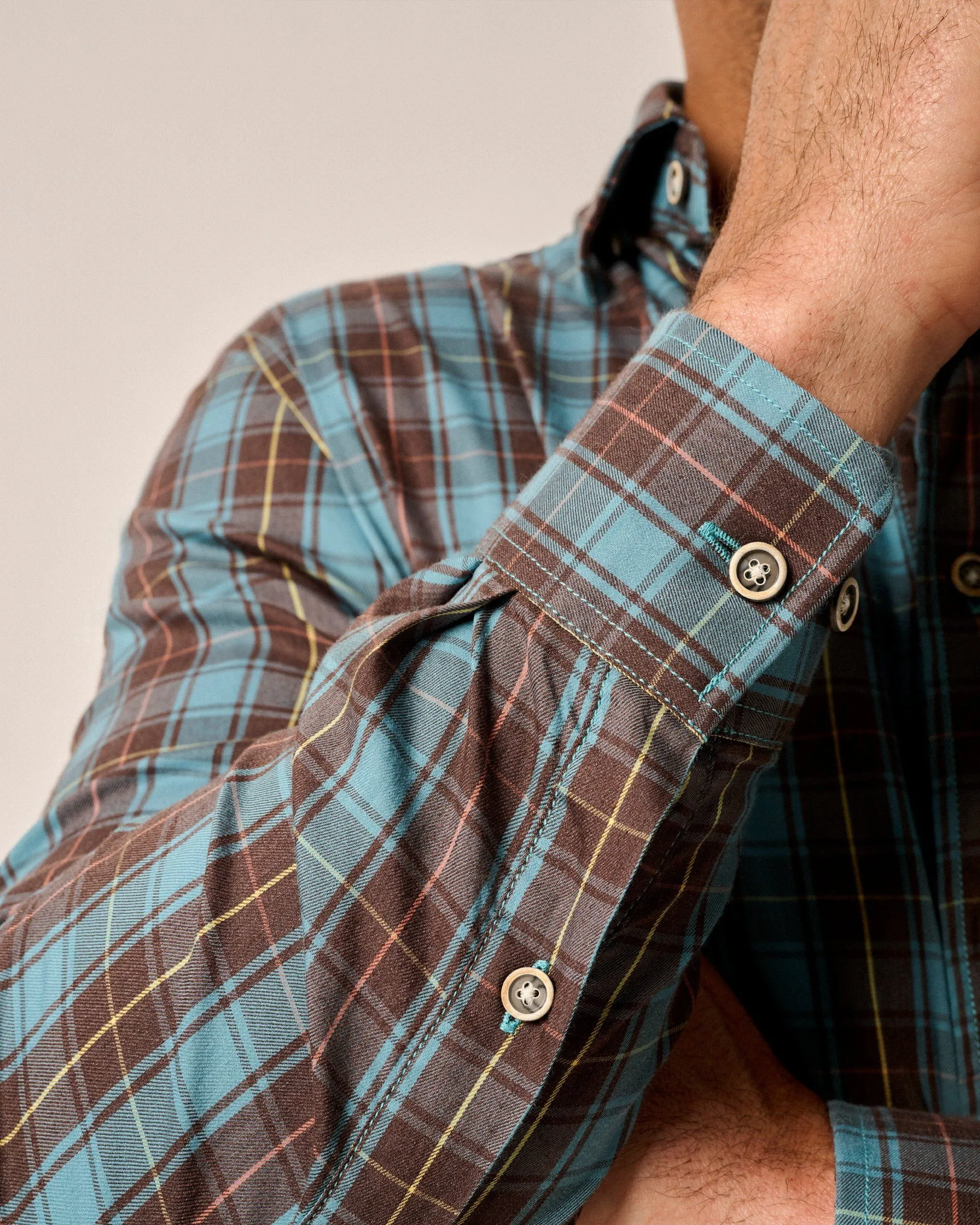 Tucked Cotton Blend Button Up Shirt - Carrillo sold by Johnnie-O product image thumbnail 3