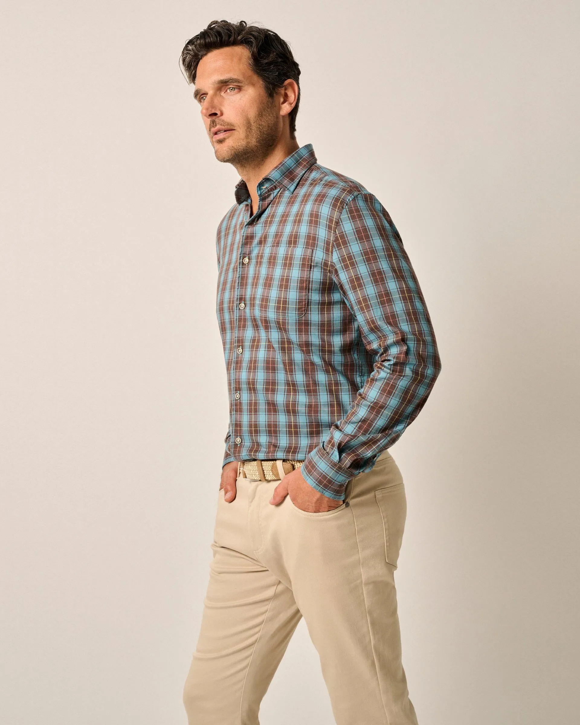 Tucked Cotton Blend Button Up Shirt - Carrillo sold by Johnnie-O product image thumbnail 5