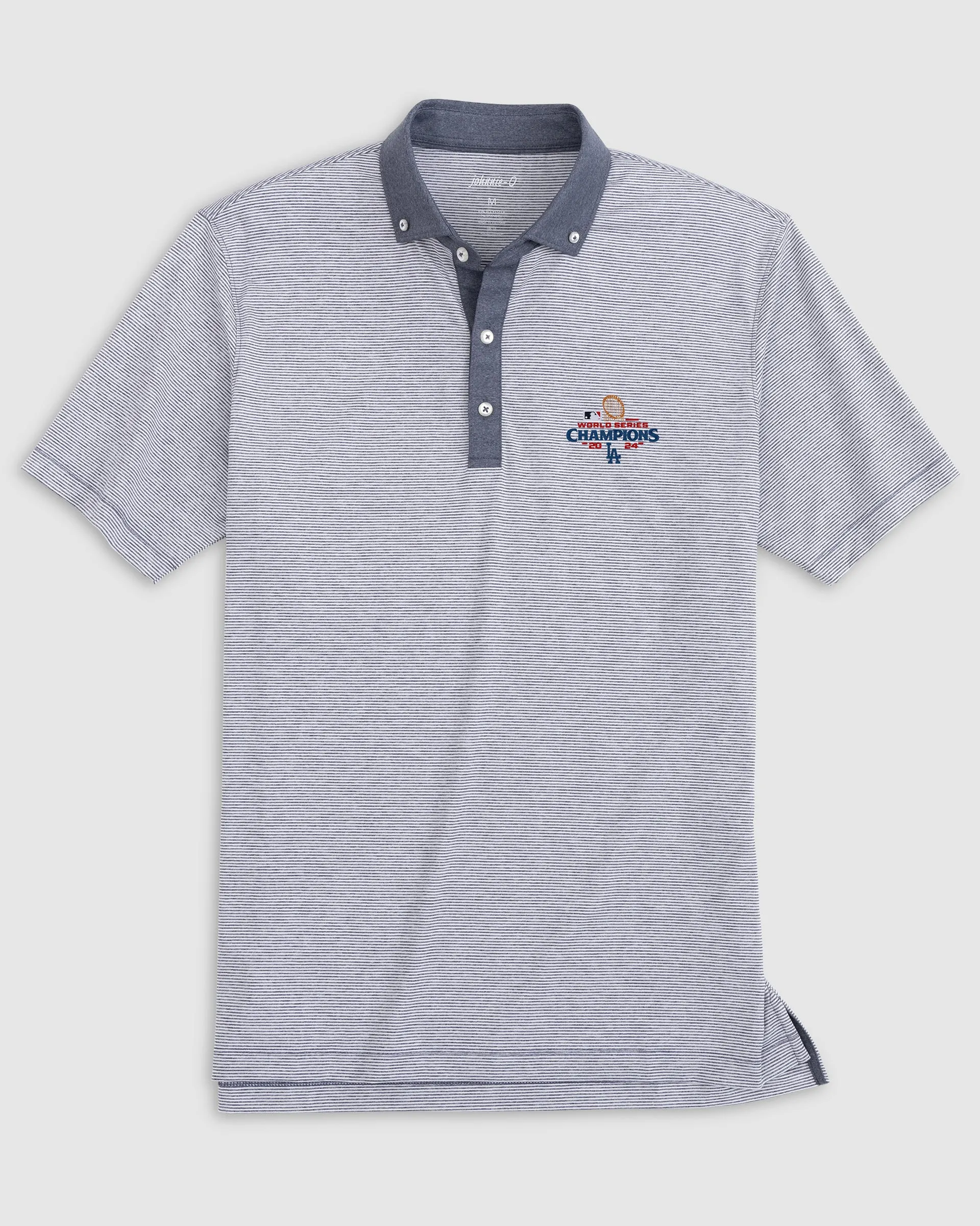 Los Angeles Dodgers Walsh Striped Jersey Performance Polo - 2024 World Series Champions Logo sold by Johnnie-O product image thumbnail 2
