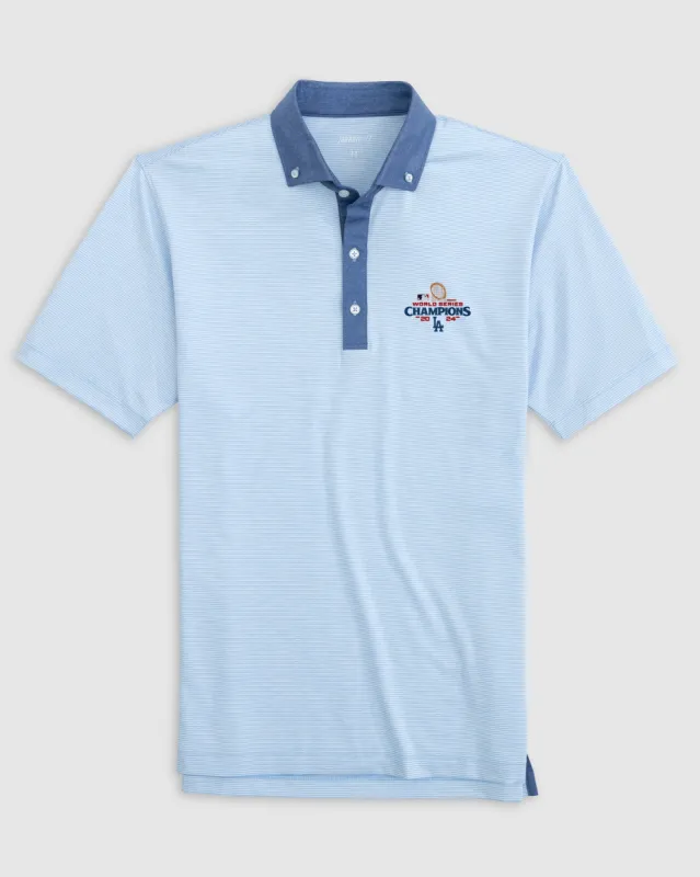 Los Angeles Dodgers Walsh Striped Jersey Performance Polo - 2024 World Series Champions Logo sold by Johnnie-O
