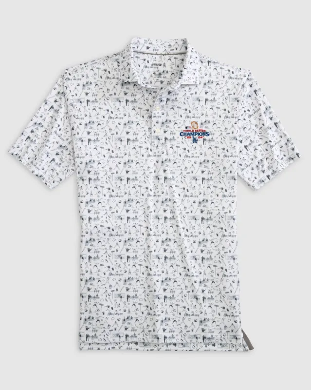 Los Angeles Dodgers Ballpark Printed Jersey Performance Polo - 2024 World Series Champions Logo sold by Johnnie-O