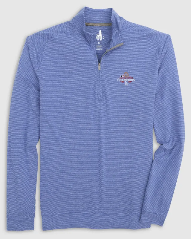 Los Angeles Dodgers Vaughn Striped Performance 1/4 Zip - 2024 World Series Champions Logo sold by Johnnie-O