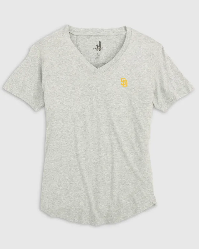 Women's San Diego Padres Merediths V-Neck T-Shirt sold by Johnnie-O
