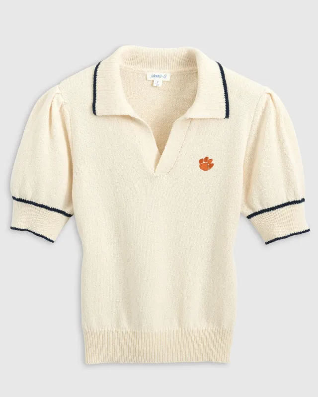 Women's Clemson Gigi Cotton Sweater Polo made by Johnnie-O