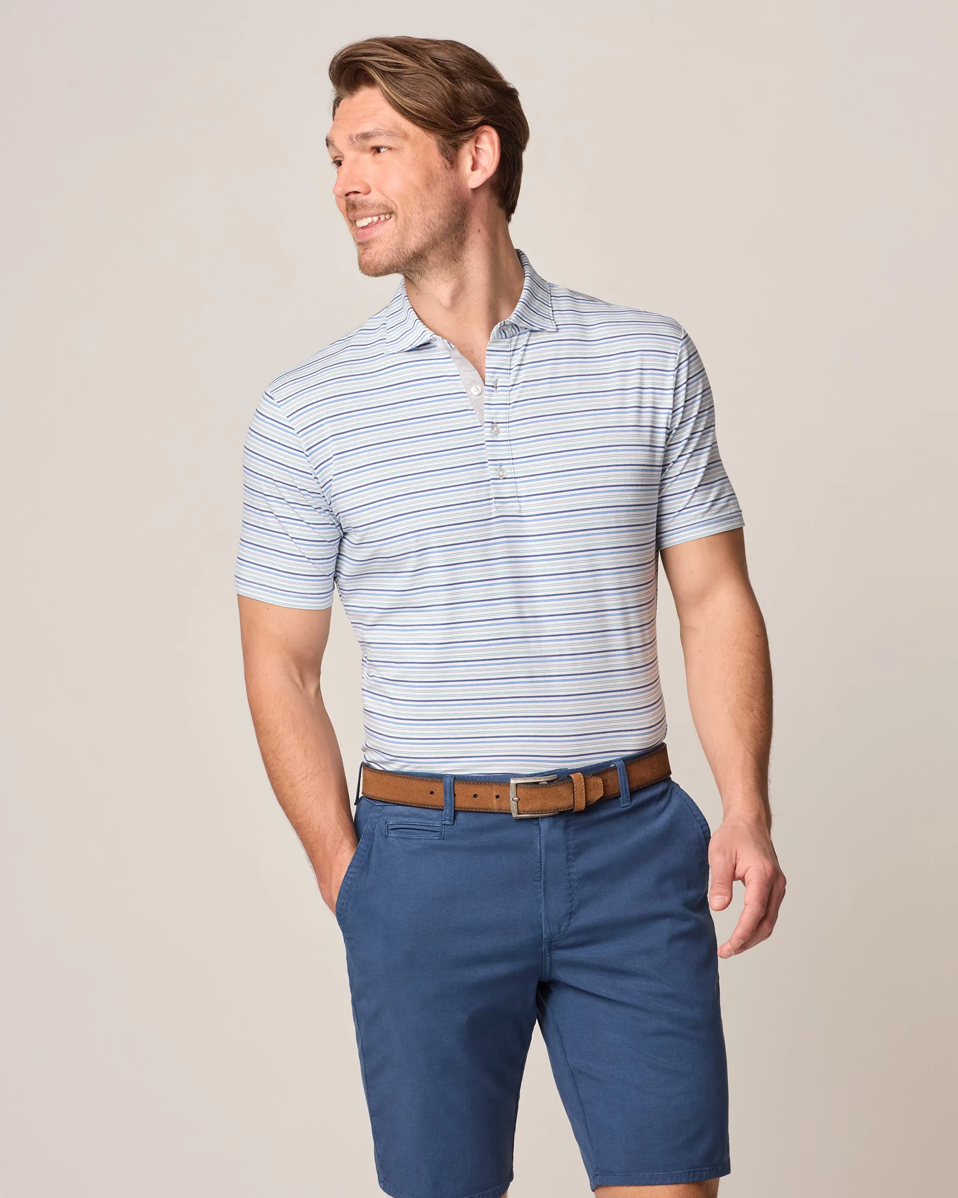 Linxter Cotton Blend Performance Polo - Lynch Stripe sold by Johnnie-O