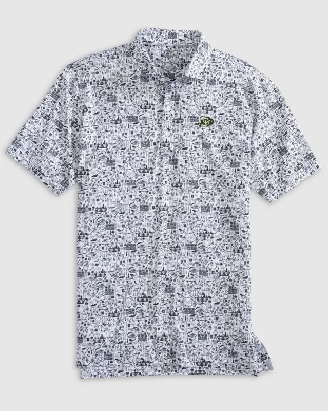 University of Colorado Tailgater Printed Jersey Performance Polo made by Johnnie-O