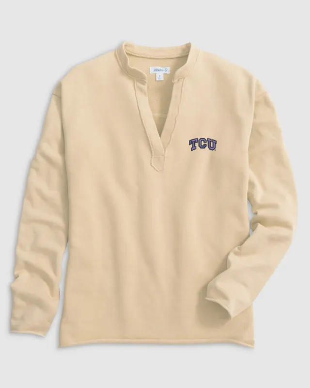 Texas Christian Camilla V-Neck Cotton Blend Pullover sold by Johnnie-O