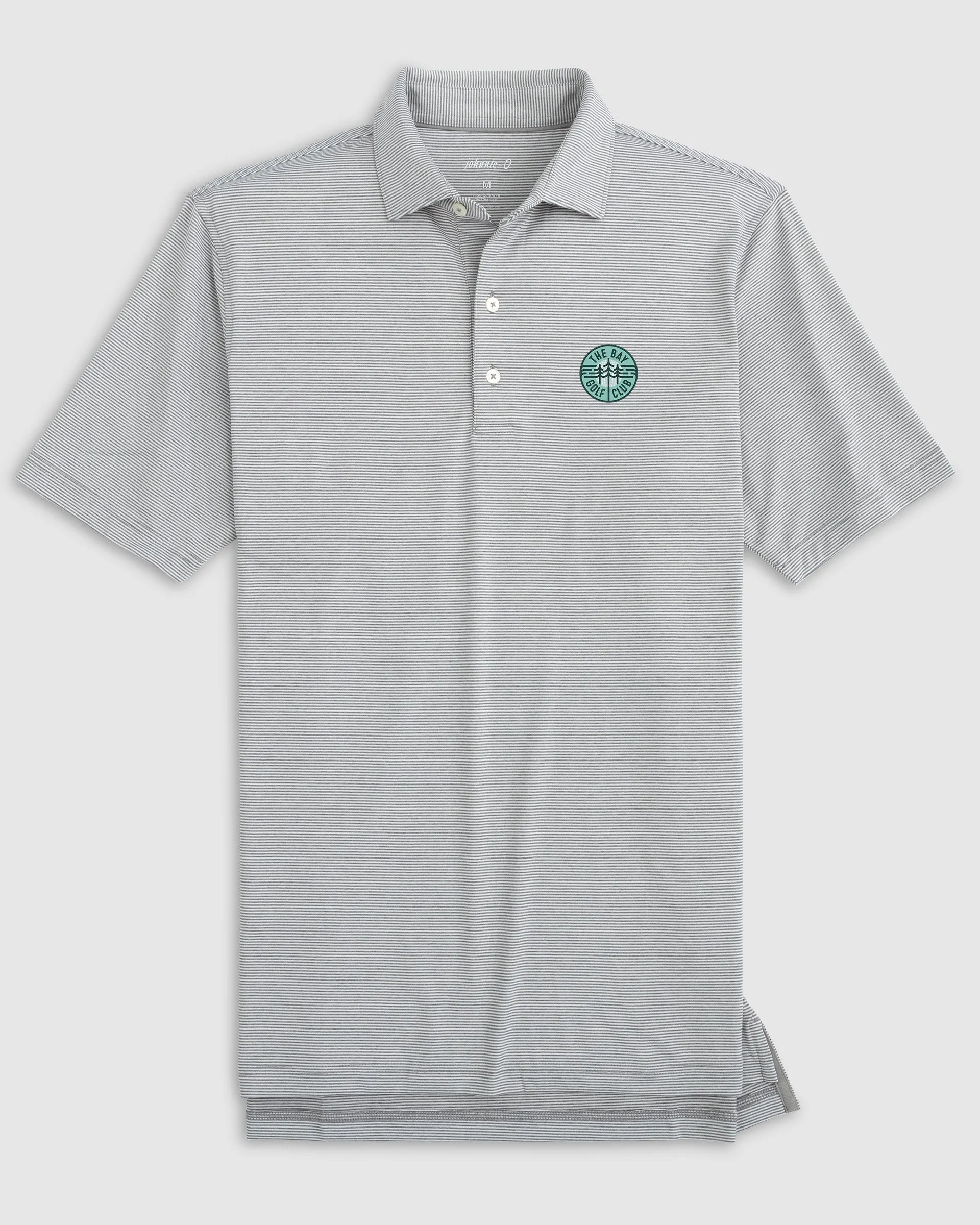 TGL The Bay Golf Club Lyndonn Striped Jersey Performance Polo sold by Johnnie-O
