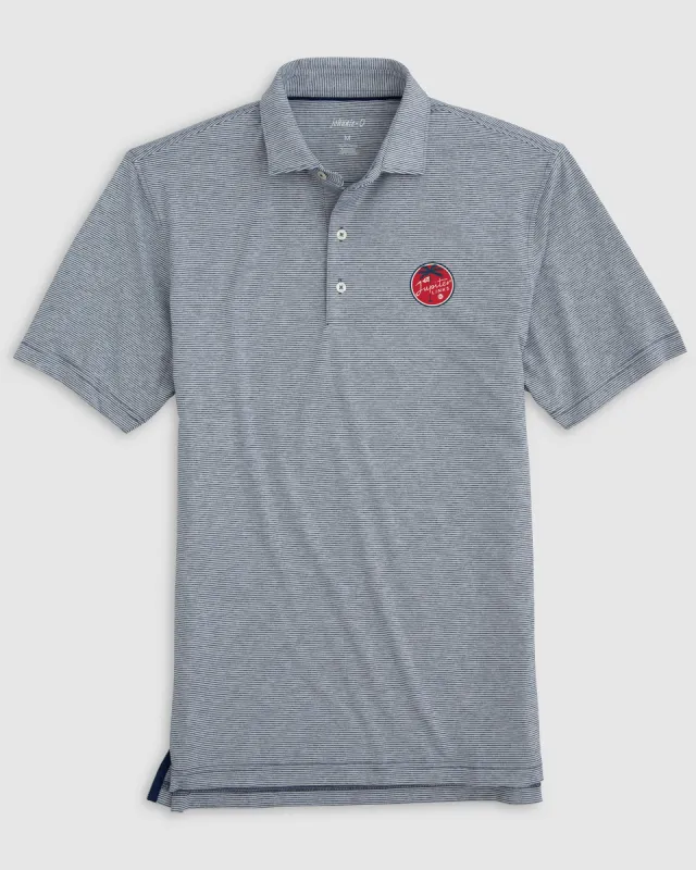 TGL Jupiter Links Golf Club Lyndonn Striped Jersey Performance Polo made by Johnnie-O