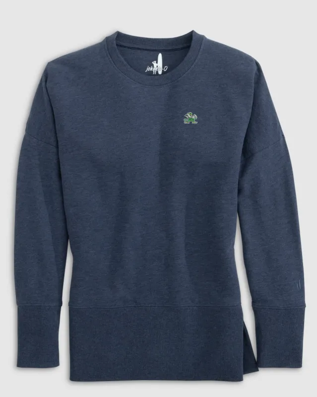 Women's Notre Dame Brittany Crewneck Sweatshirt - Leprechaun Logo sold by Johnnie-O