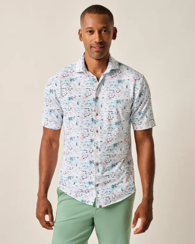 Short Sleeve Hangin' Out Button Down Shirt - Making Waves sold by Johnnie-O
