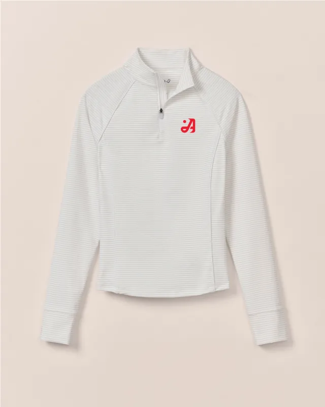 Women's TGL Atlanta Drive Golf Club Jasmine Striped Performance 1/4 Zip sold by Johnnie-O