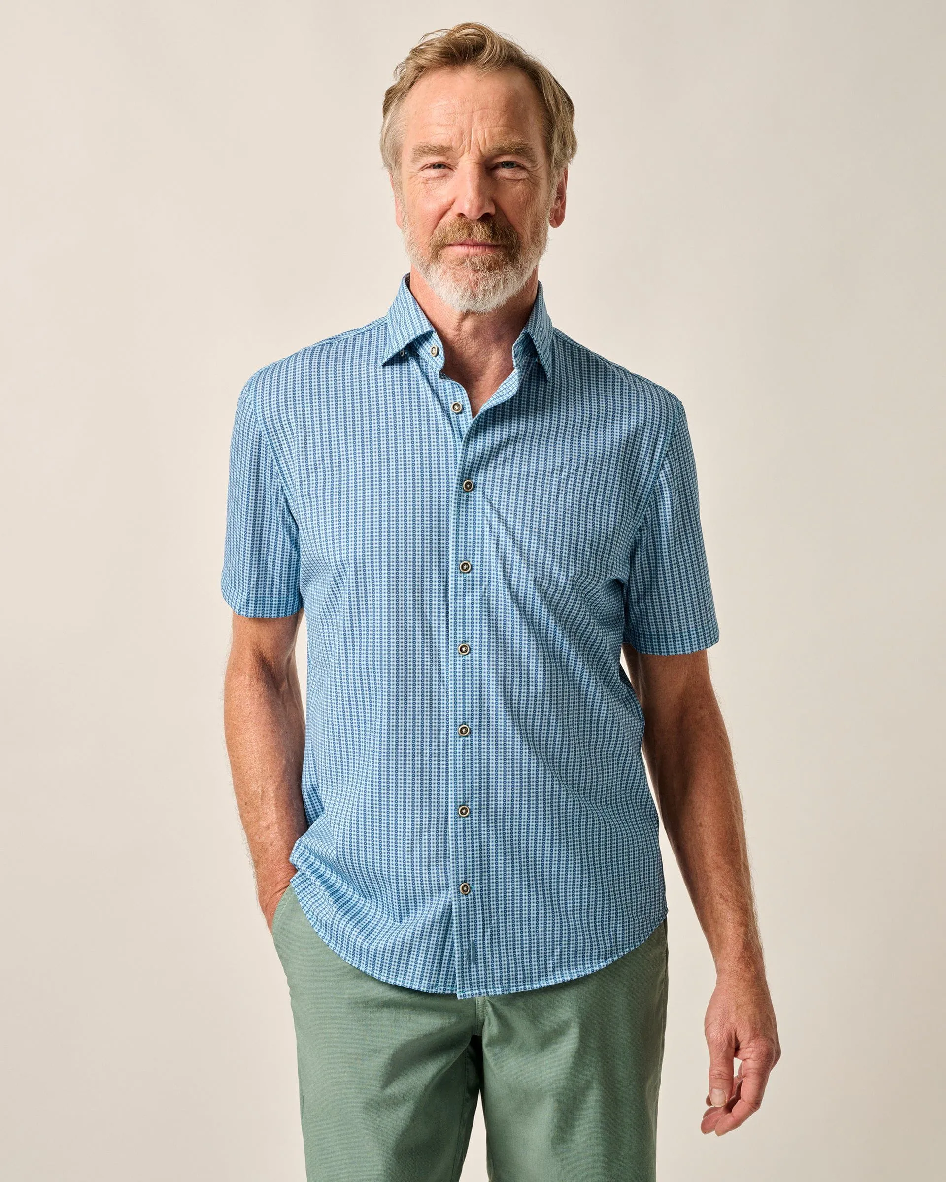 Short Sleeve Hangin' Out Knit Button Down Shirt - Josiah sold by Johnnie-O