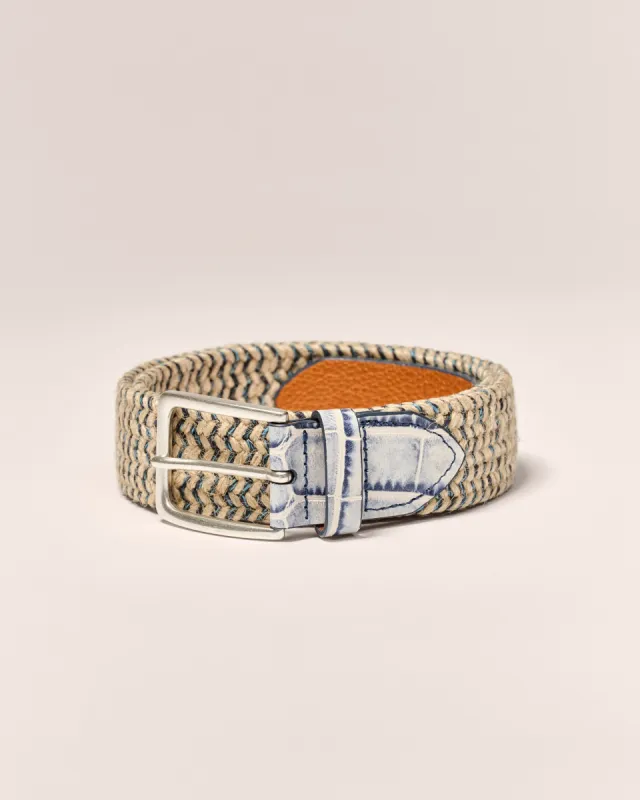 Crocco Tip Italian Linen Belt sold by Johnnie-O