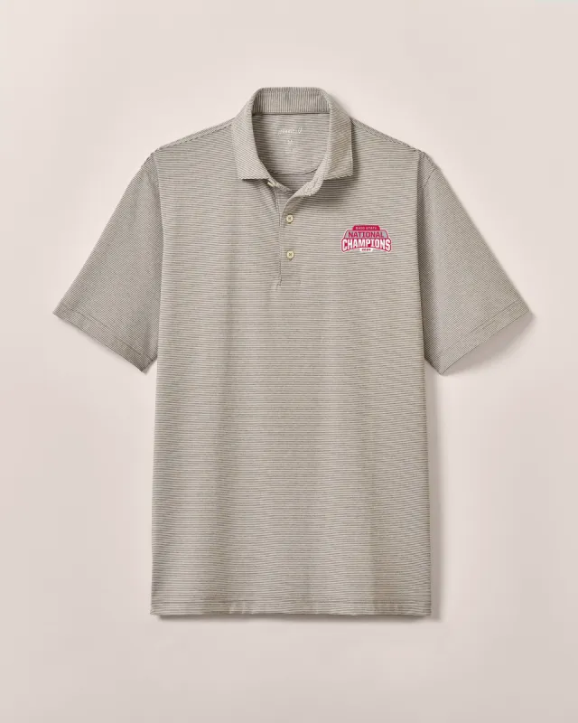 Ohio State Lyndonn Striped Jersey Performance Polo - 2024 CFP Champions Logo sold by Johnnie-O