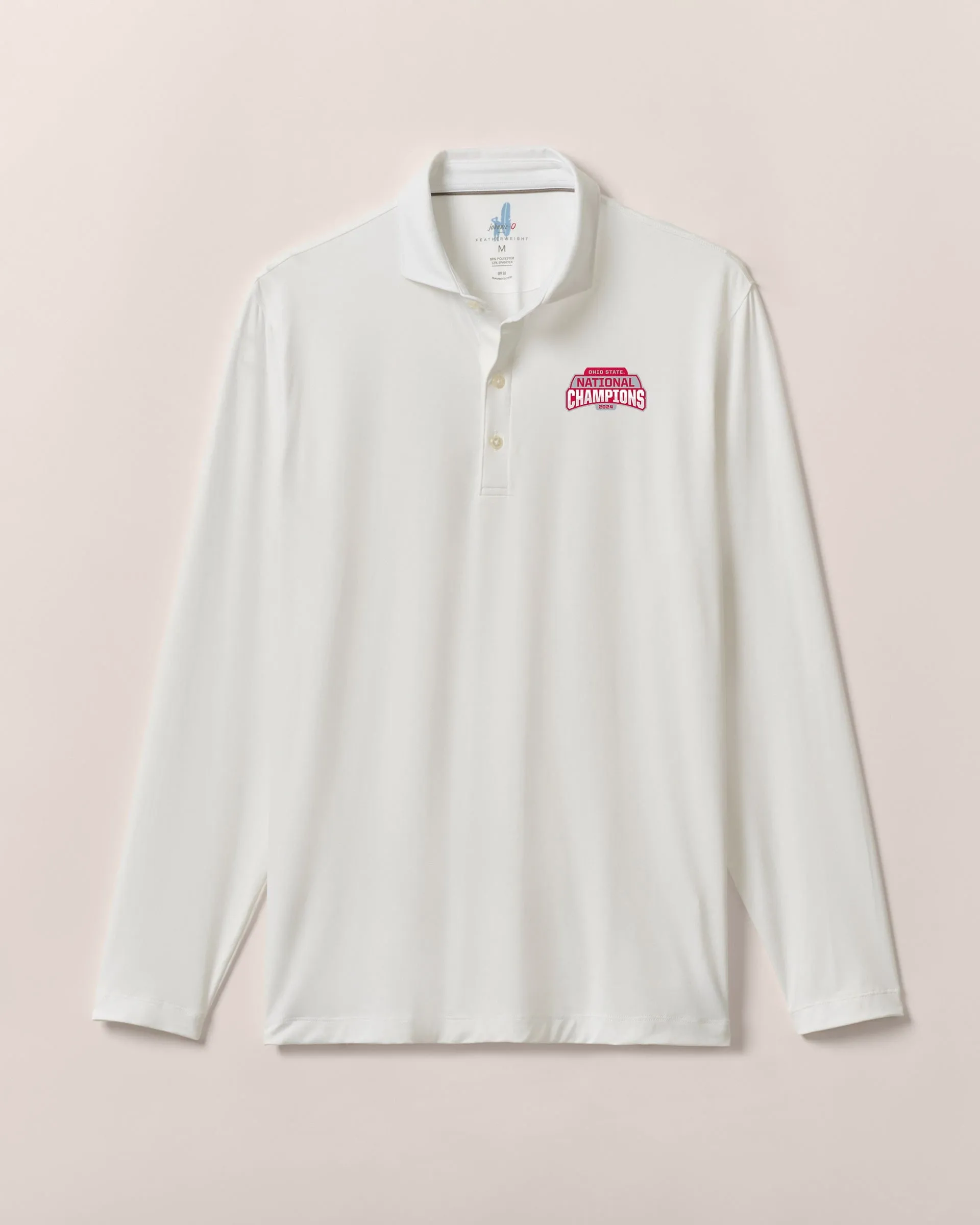 Ohio State Swing Long Sleeve Featherweight Performance Polo - 2024 CFP Champions Logo sold by Johnnie-O product image thumbnail 2