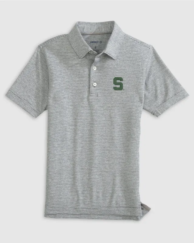 Michigan State Lyndonn Jr. Striped Jersey Performance Polo - S Logo sold by Johnnie-O