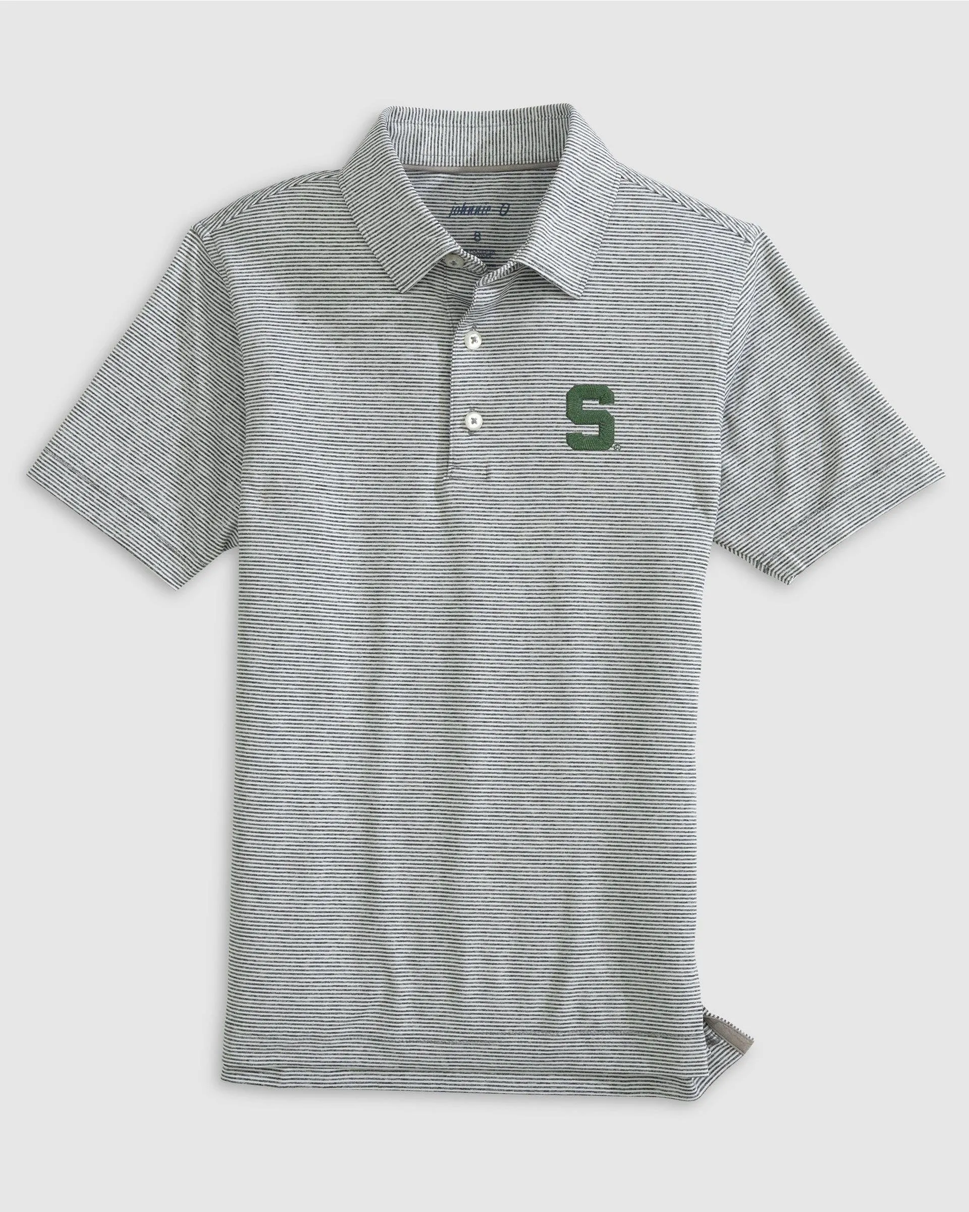 Michigan State Lyndonn Jr. Striped Jersey Performance Polo - S Logo sold by Johnnie-O