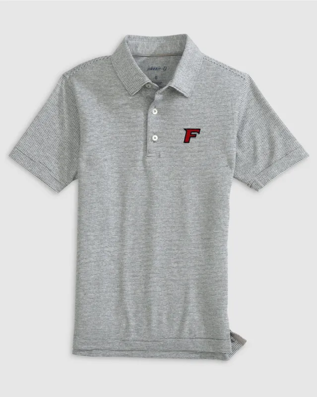 Fairfield University Lyndonn Jr. Striped Jersey Performance Polo sold by Johnnie-O