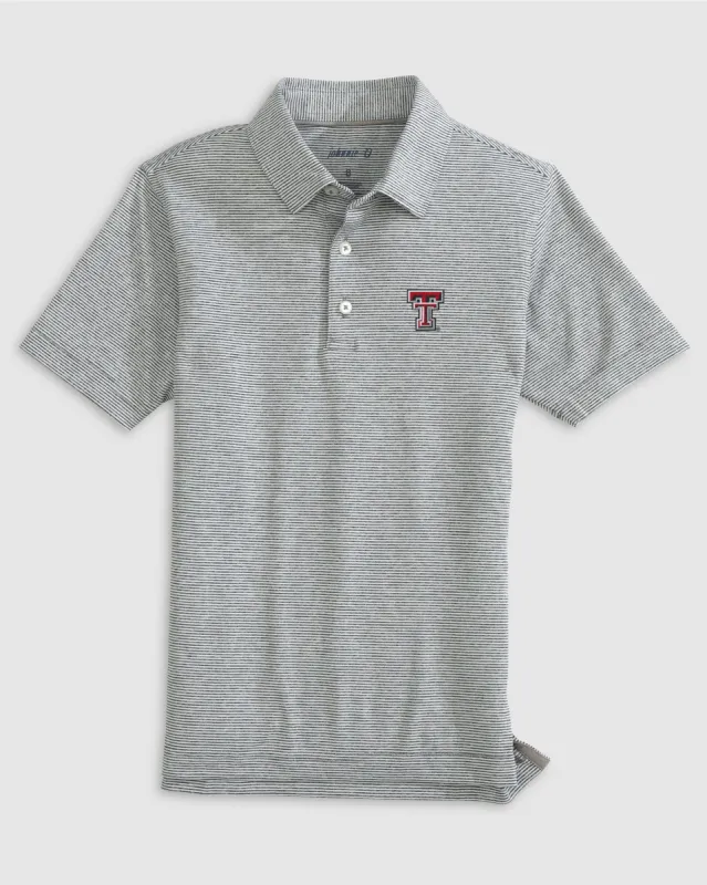 Texas Tech Lyndonn Jr. Striped Jersey Performance Polo sold by Johnnie-O