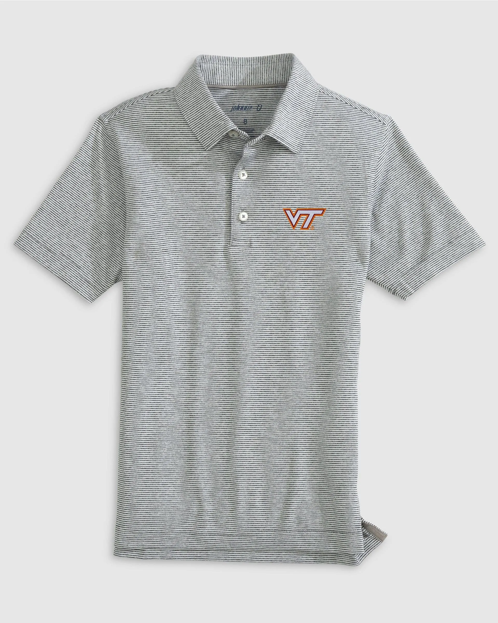 Virginia Tech Lyndonn Jr. Striped Jersey Performance Polo sold by Johnnie-O