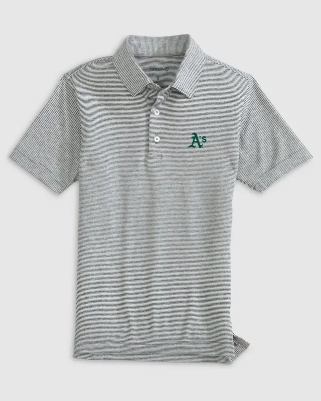 Oakland Athletics Lyndonn Jr. Striped Jersey Performance Polo sold by Johnnie-O