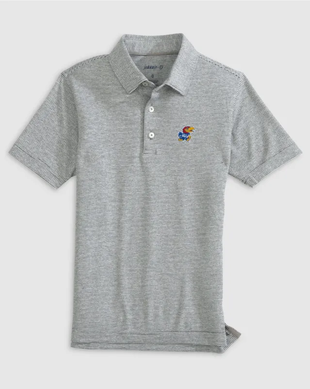 Kansas Lyndonn Jr. Striped Jersey Performance Polo sold by Johnnie-O