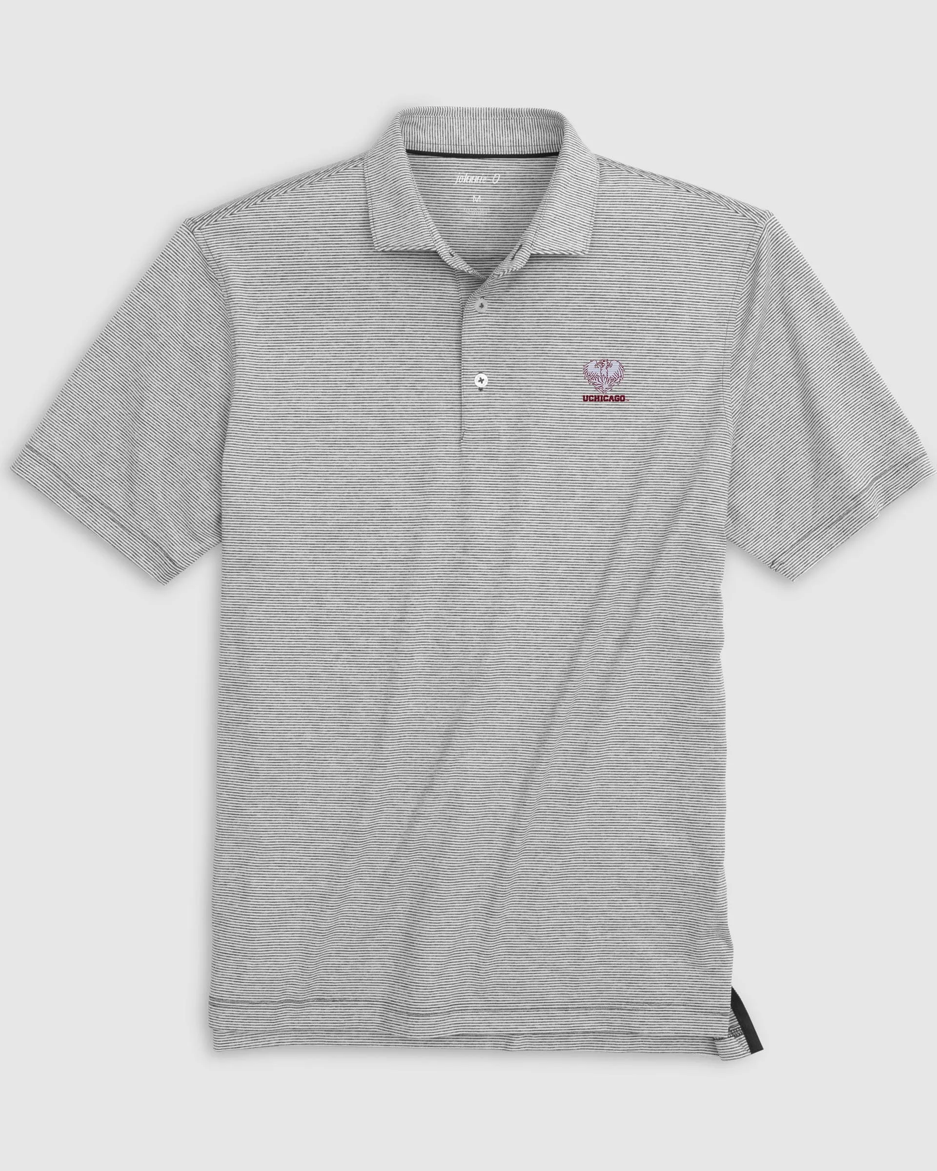 University of Chicago Lyndonn Striped Jersey Performance Polo - Phoenix Logo sold by Johnnie-O