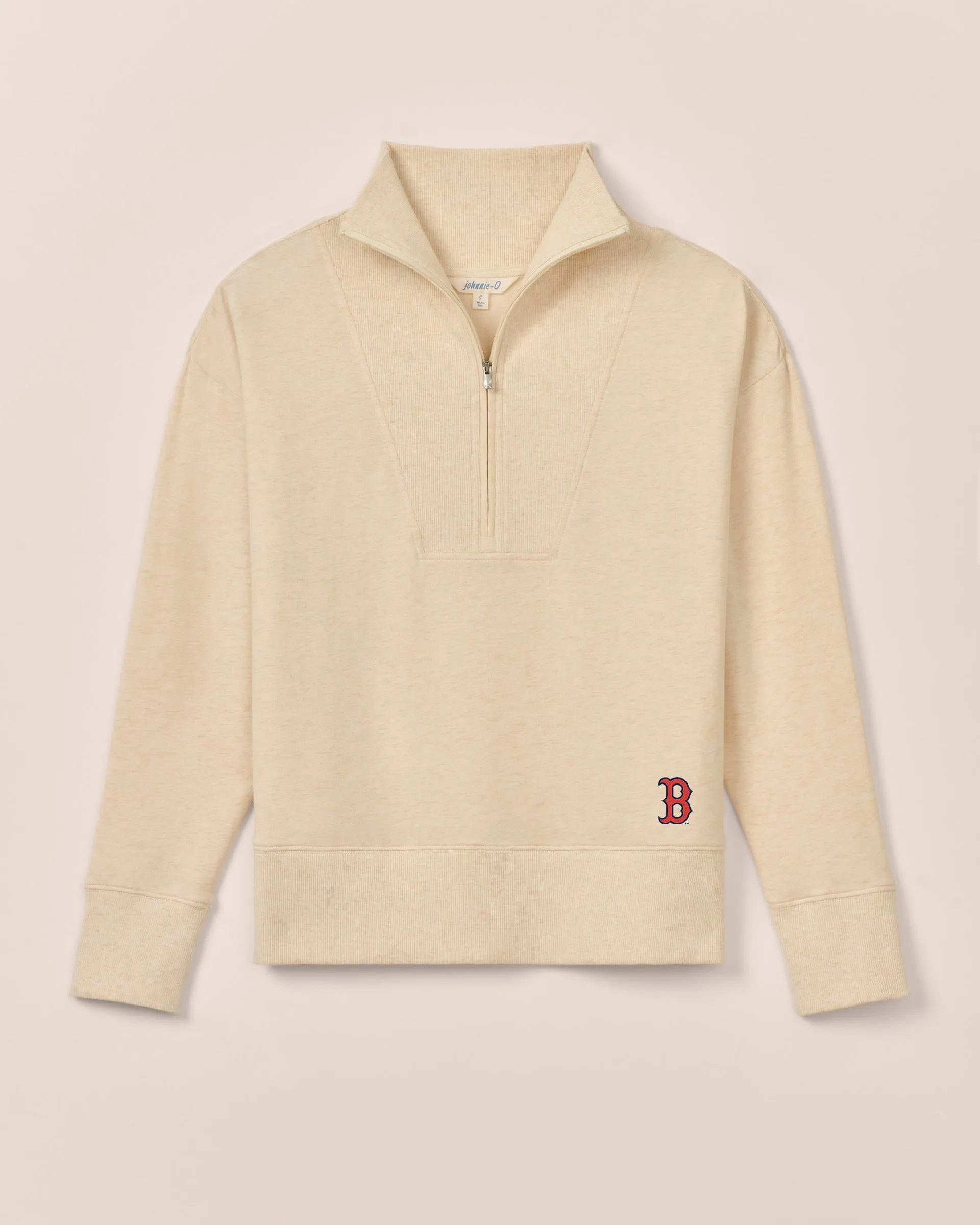 Women's Boston Red Sox Taylor Drop Shoulder Cotton 1/4 Zip sold by Johnnie-O