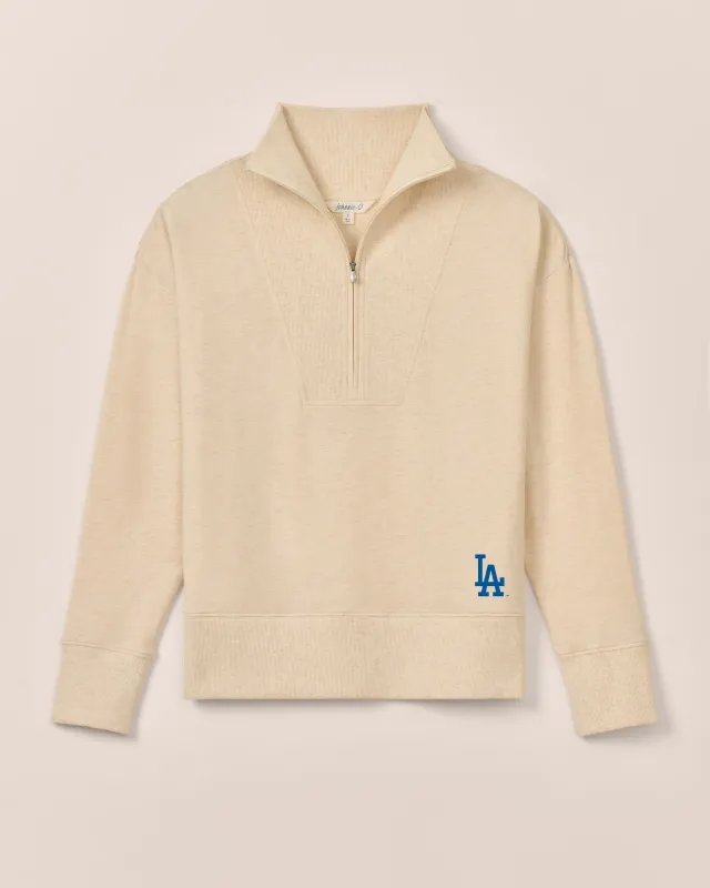 Women's Los Angeles Dodgers Taylor Drop Shoulder Cotton 1/4 Zip sold by Johnnie-O