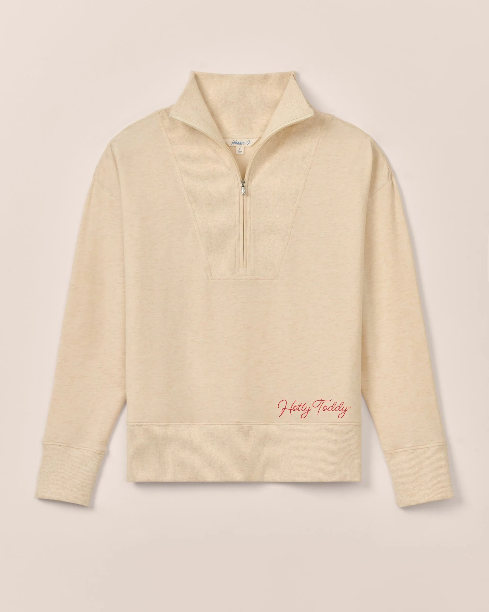 Women's Ole Miss Taylor Drop Shoulder Cotton 1/4 Zip - Hotty Toddy Logo sold by Johnnie-O