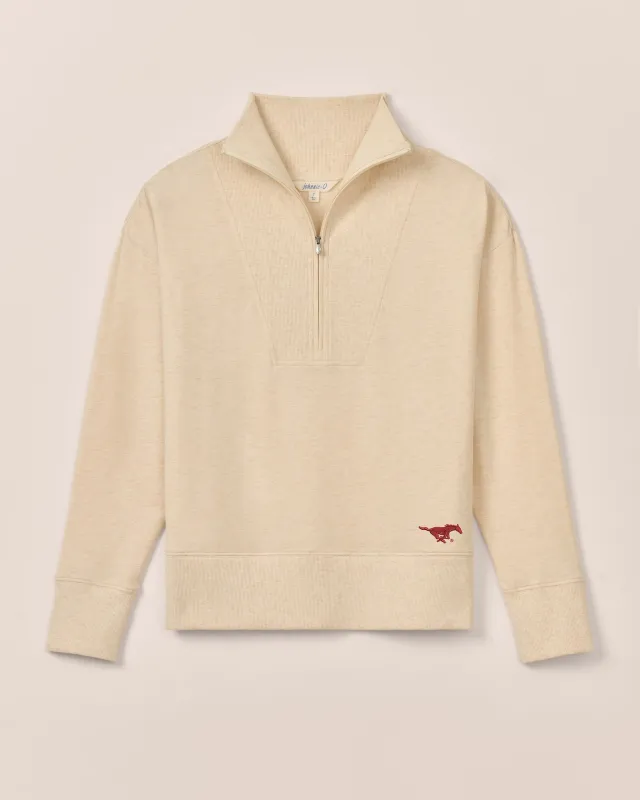 Women's Southern Methodist Taylor Drop Shoulder Cotton 1/4 Zip sold by Johnnie-O
