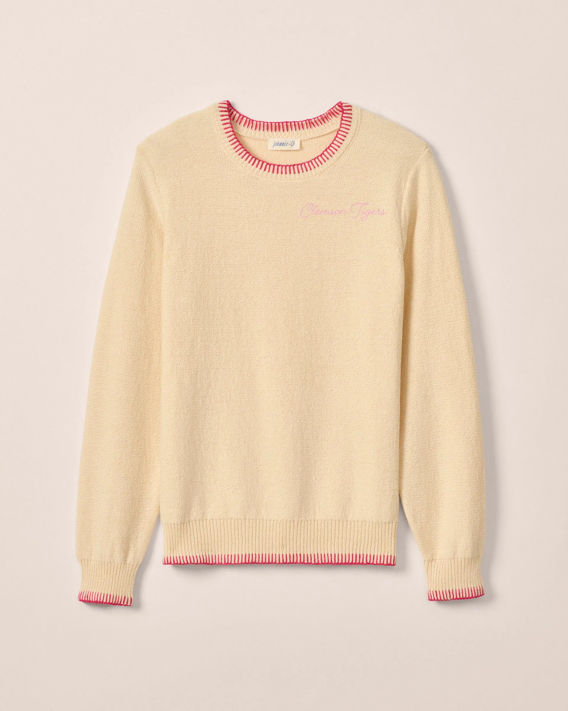 Women's Clemson University Blanche Cotton Blend Crewneck Sweater - Clemson University Tigers Logo sold by Johnnie-O