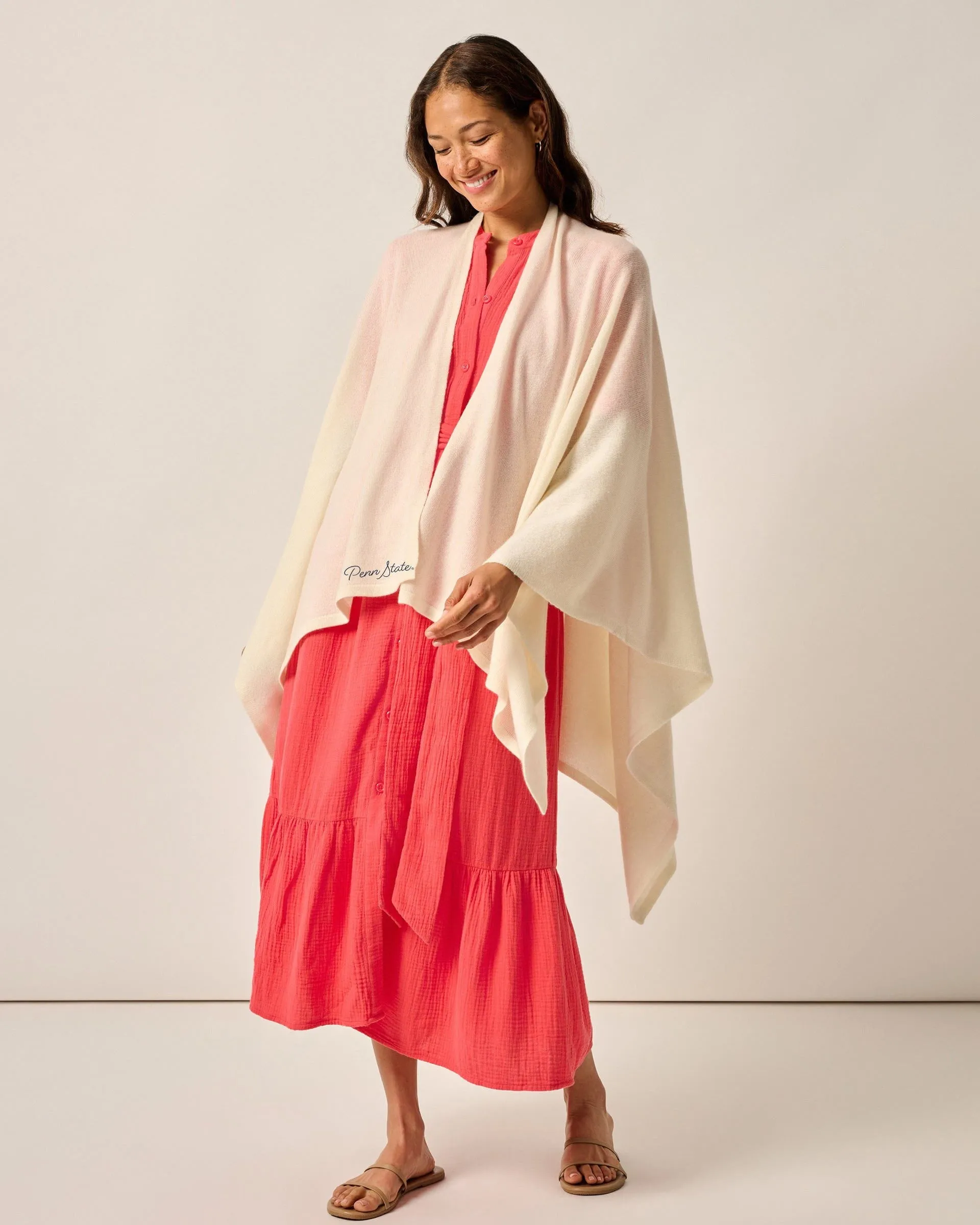 Women's Penn State Louisa Cashmere Blend Wrap - Script Logo sold by Johnnie-O