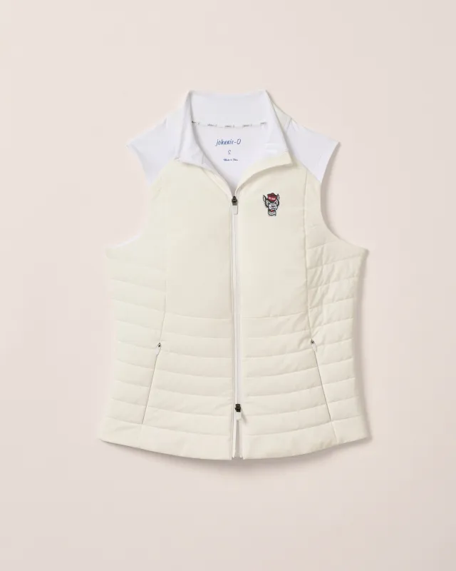 Women's NC State Victoria Performance Mixed Media Vest - Wolf Logo made by Johnnie-O