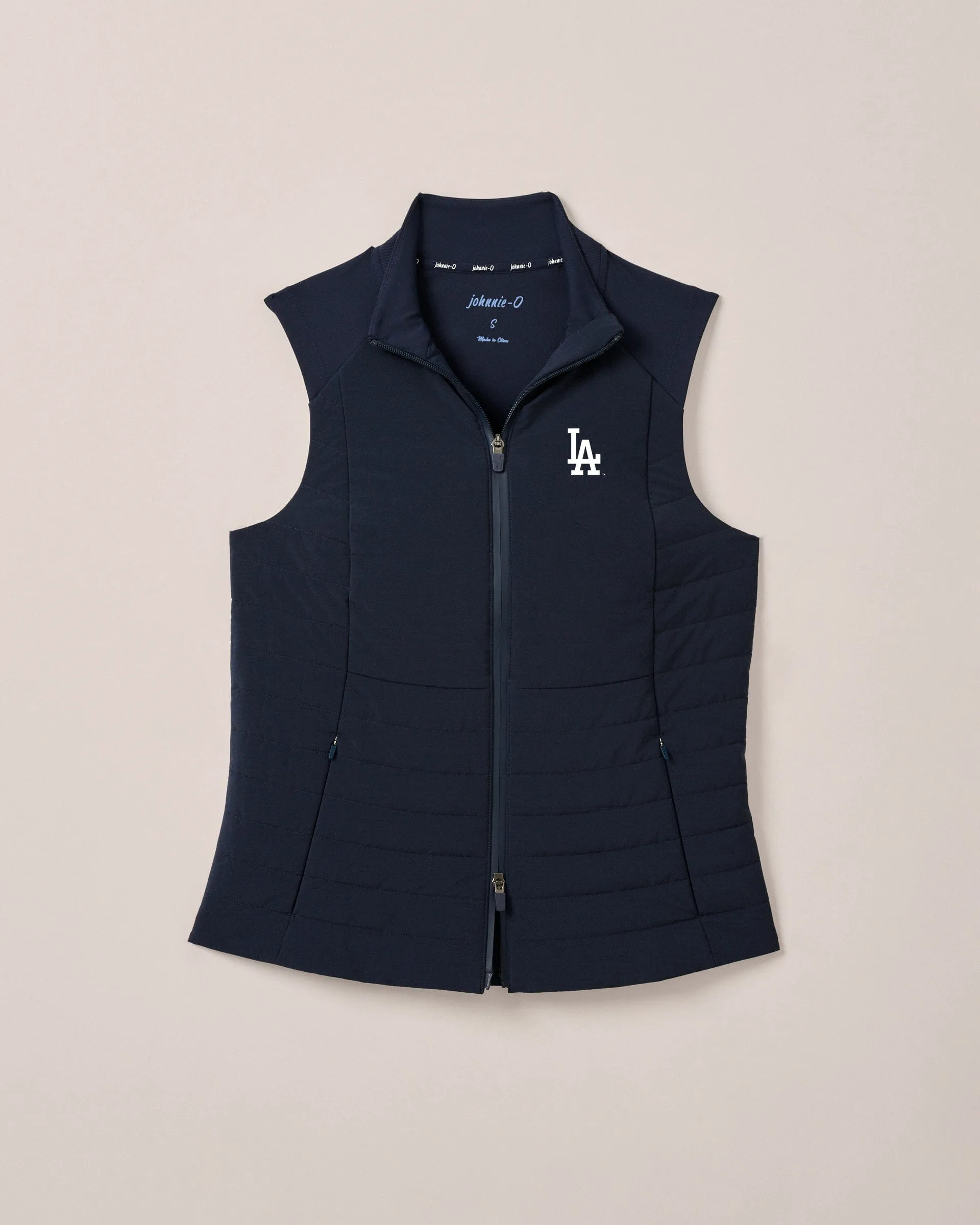Women's Los Angeles Dodgers Victoria Performance Mixed Media Vest sold by Johnnie-O