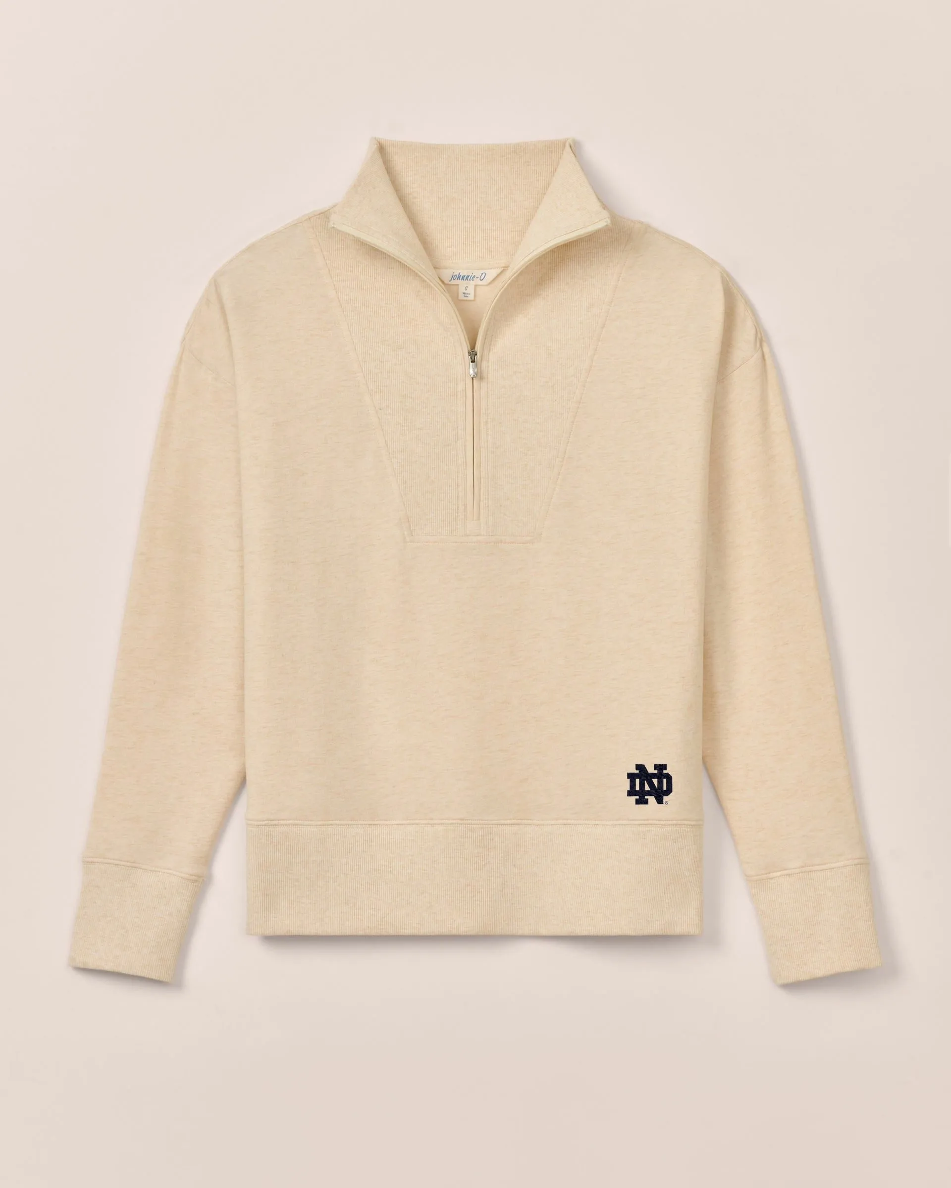 Women's Notre Dame Taylor Drop Shoulder Cotton 1/4 Zip sold by Johnnie-O