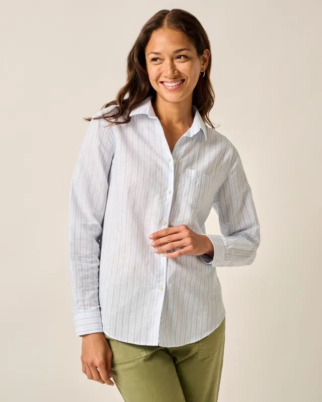 Frieda Cotton Linen Button Down Shirt sold by Johnnie-O