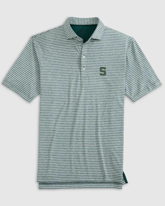 Michigan State Clipperr Striped Jersey Performance Polo - S Logo sold by Johnnie-O