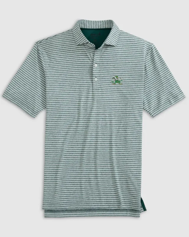 Notre Dame Clipperr Striped Jersey Performance Polo sold by Johnnie-O