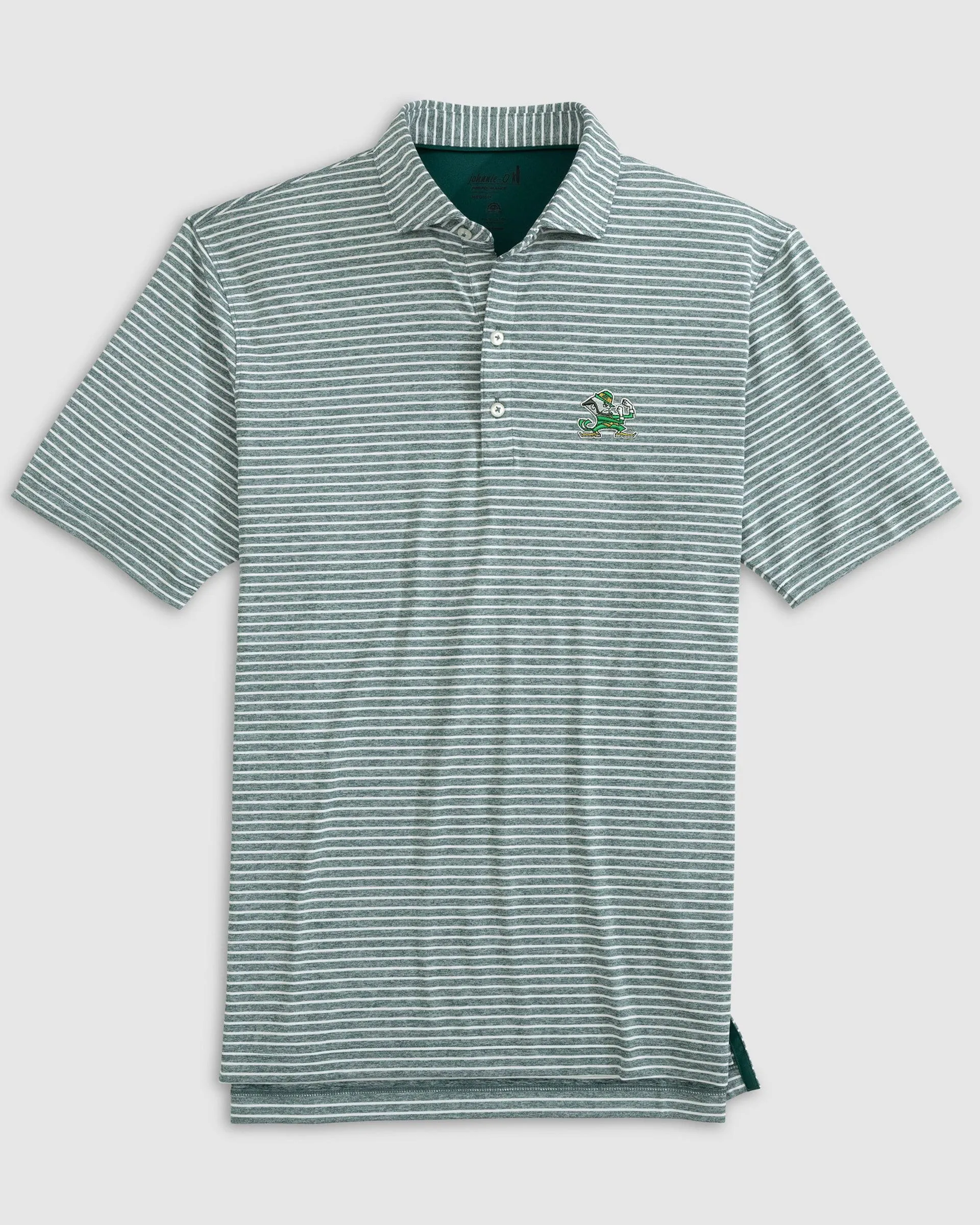 Notre Dame Clipperr Striped Jersey Performance Polo sold by Johnnie-O
