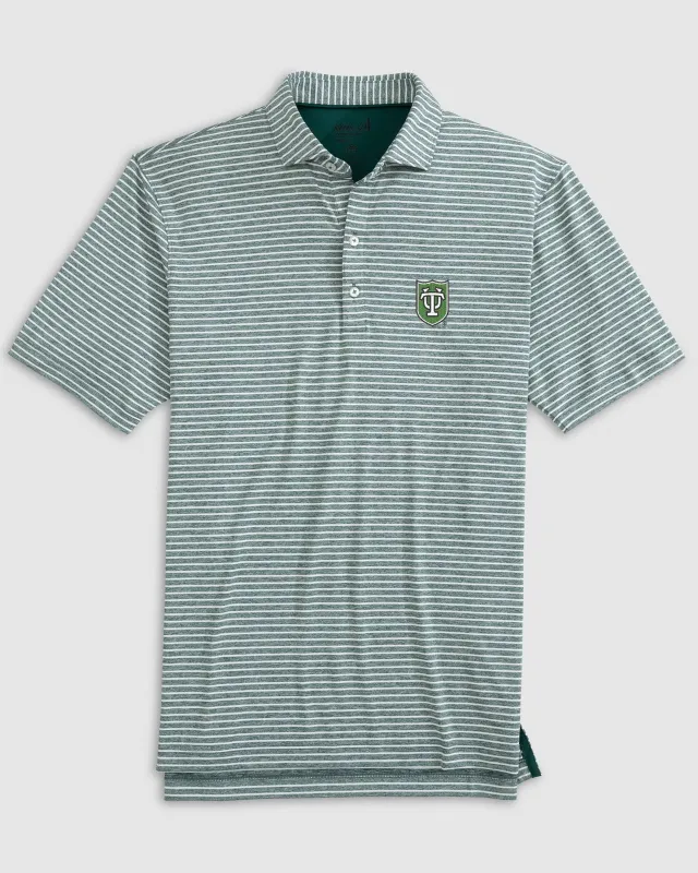 Tulane Clipperr Striped Jersey Performance Polo sold by Johnnie-O