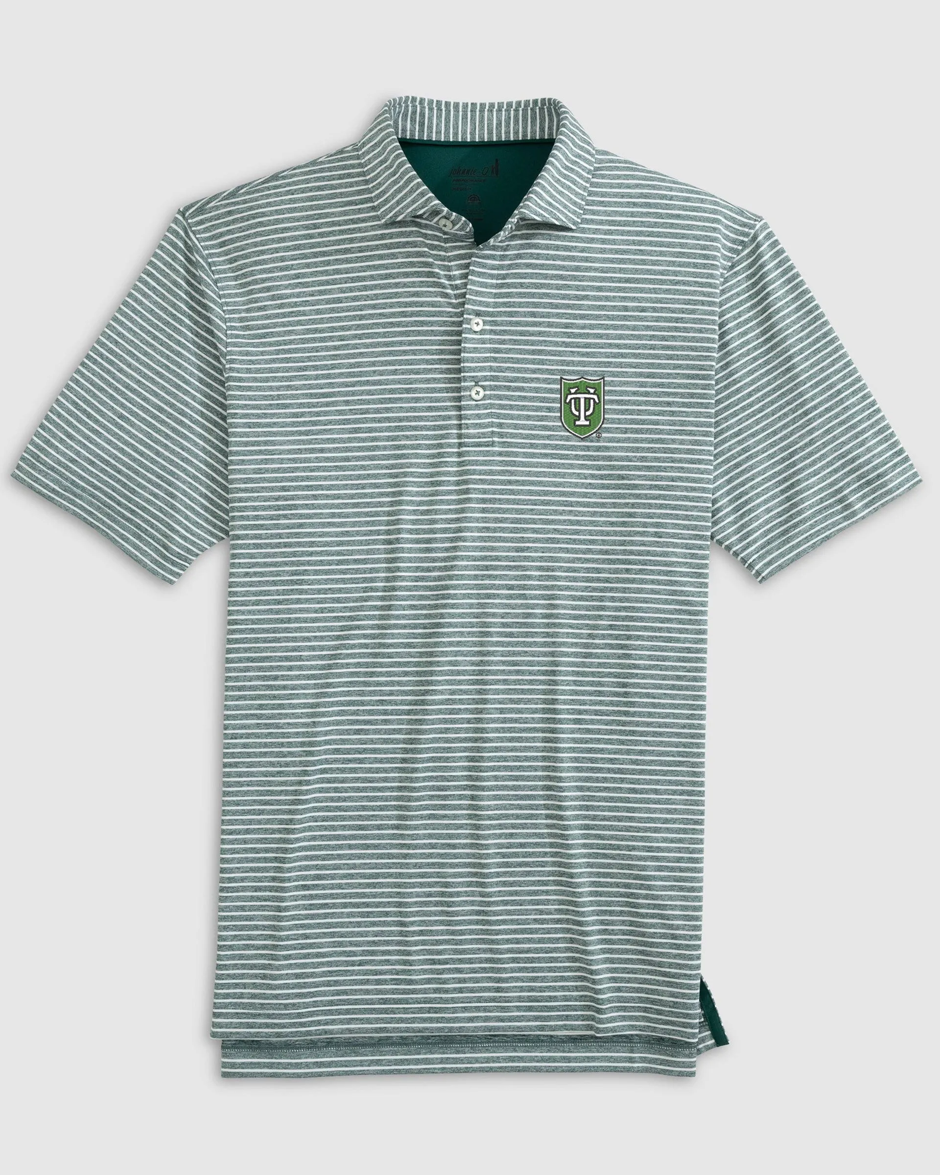 Tulane Clipperr Striped Jersey Performance Polo sold by Johnnie-O