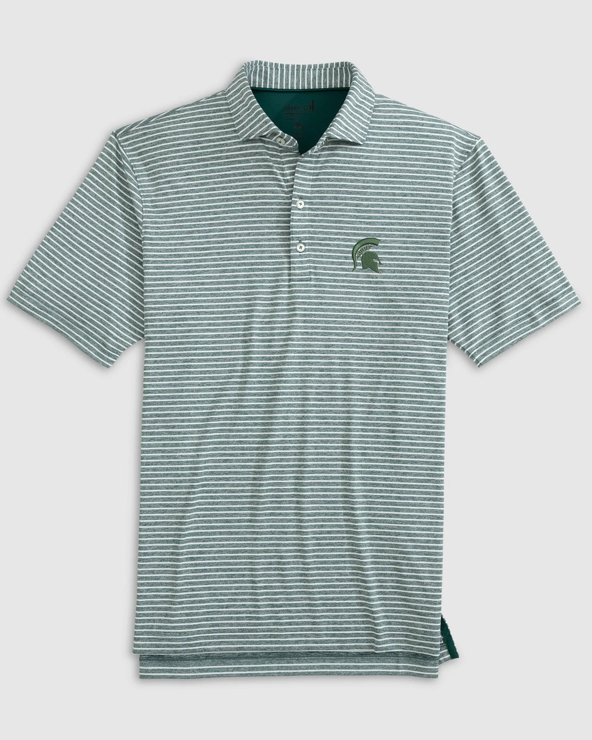 Michigan State Clipperr Striped Jersey Performance Polo sold by Johnnie-O