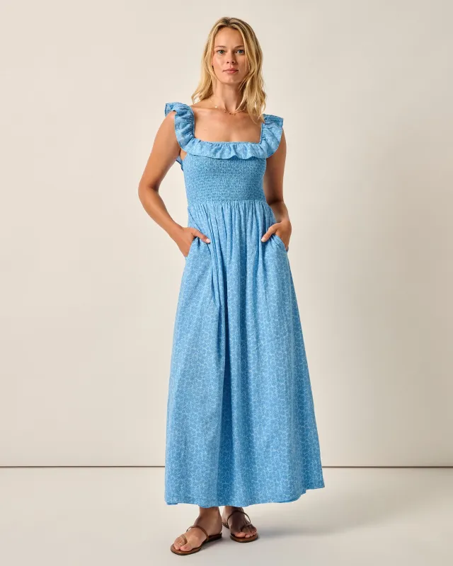 Mira Smocked Midi Dress sold by Johnnie-O