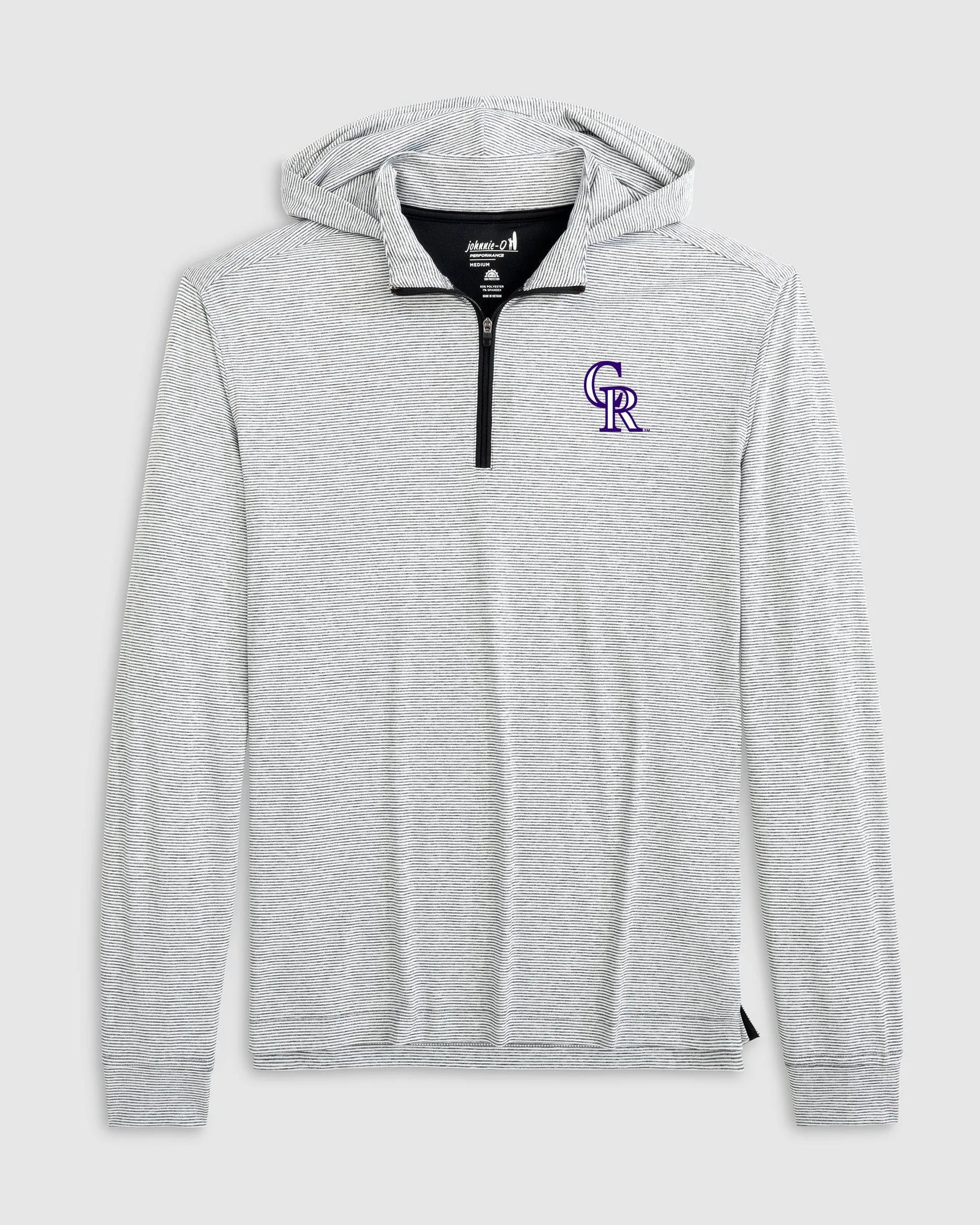Colorado Rockies Hybrid Performance 1/4 Zip Hoodie sold by Johnnie-O
