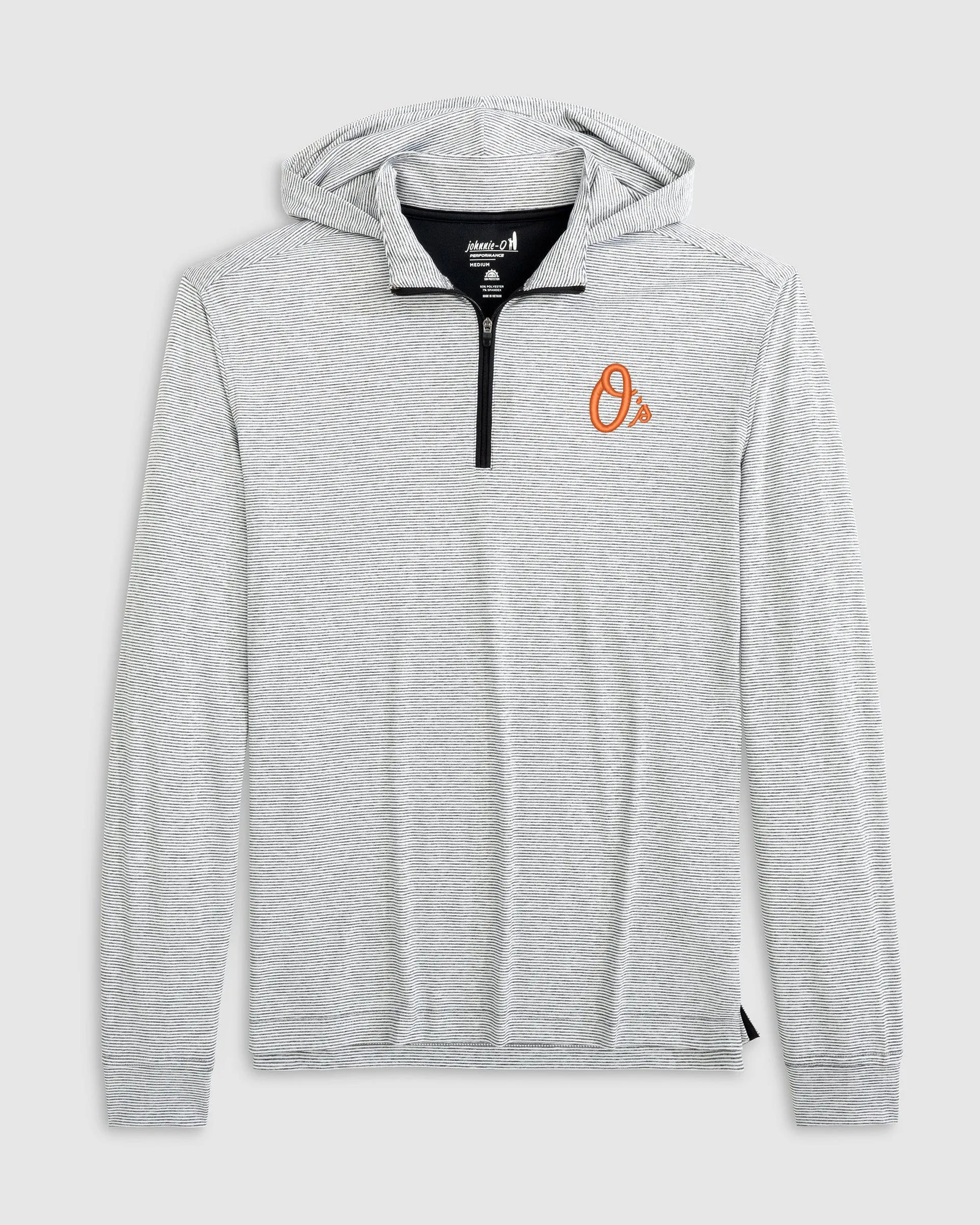 Baltimore Orioles Hybrid Performance 1/4 Zip Hoodie - O Logo sold by Johnnie-O