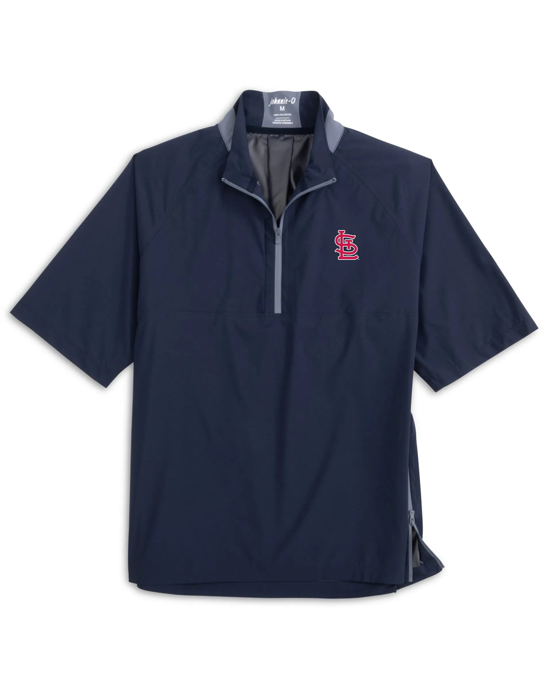 St. Louis Cardinals Stealth Stowable Short Sleeve Rain Jacket sold by Johnnie-O