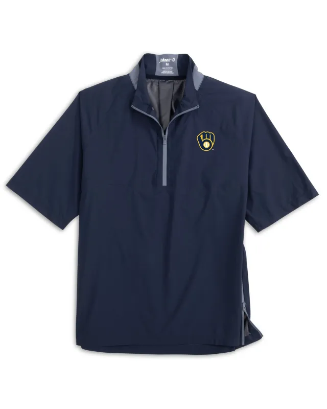 Milwaukee Brewers Stealth Stowable Short Sleeve Rain Jacket sold by Johnnie-O